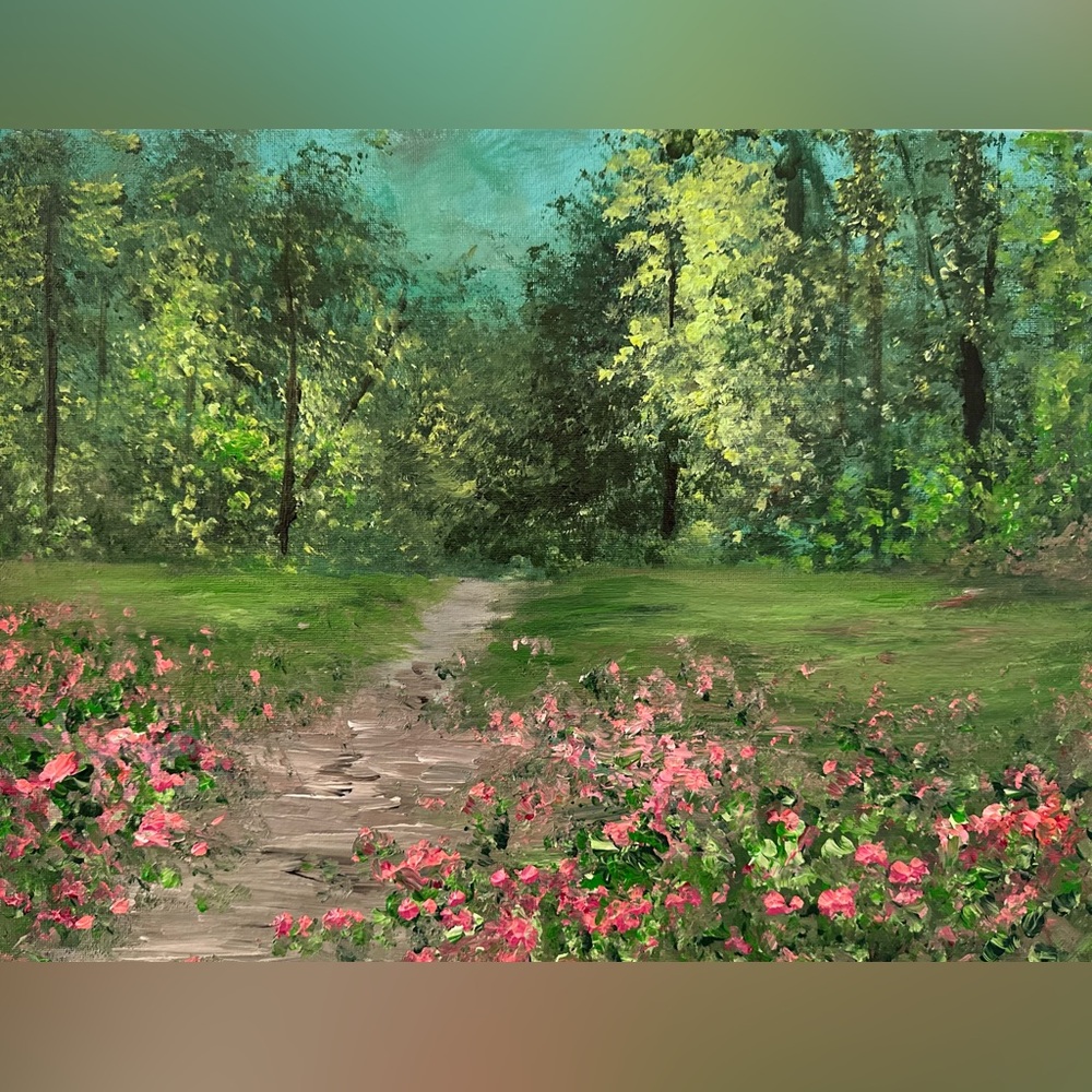 LANDSCAPE ART ORIGINAL ACRYLIC APRING PAINTING 16 W x 12 H inch canvas